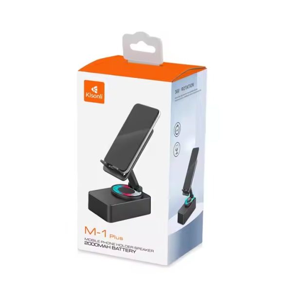 kisonli m 1 wireless folding bracket rgb bluetooth speaker with 360 degree phone holder stand