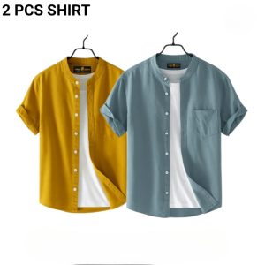 fashionable casual half sleeve shirt for men ( pink+ ash )