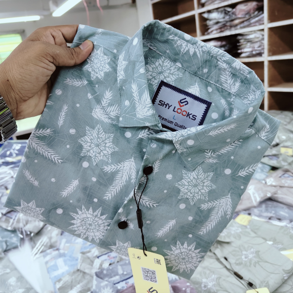 pure cotton full sleeve print shirt for men's