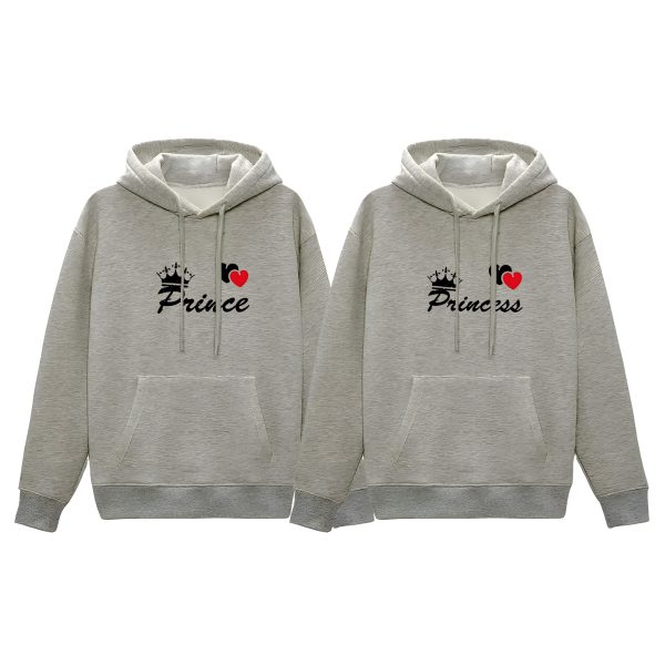 comfortable winter (prince & princess gray) couple hoodie
