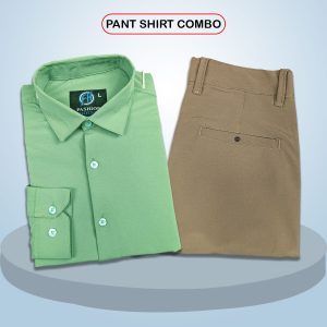 premium shirt & pant combo (formal / casual) light green & deep olive)