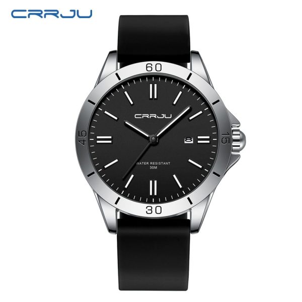 crrju new 5025 men's & ladies' waterproof watch (black)
