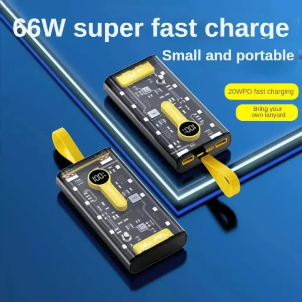 transparent 66w high speed power bank – 20000mah, pd 22w