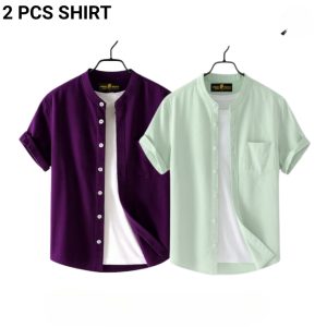 fashionable casual half sleeve shirt for men ( perple + mint)