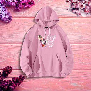 premium comfortable (butterflies & flowers) ladies winter hoodie