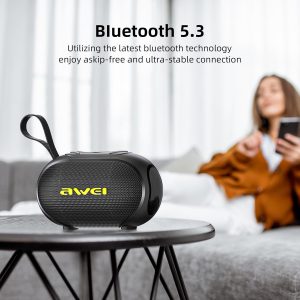 awei ka1 tws bluetooth speaker ipx5 360° full surround sound enhanced bass portable speaker with rgb colorful lighting
