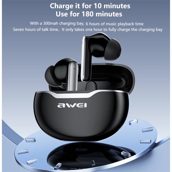 awei t50 wireless headphones bluetooth 5.3 earbuds with mic