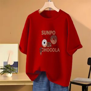 drop shoulder t shirt for women (red)