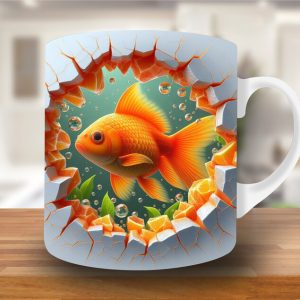 3d fish in water design mug