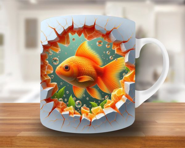 3d fish in water design mug