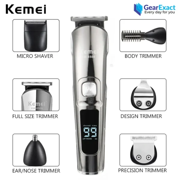 kemei km 8508 multi grooming kit 11 in 1 beard, hair, body, and face for men