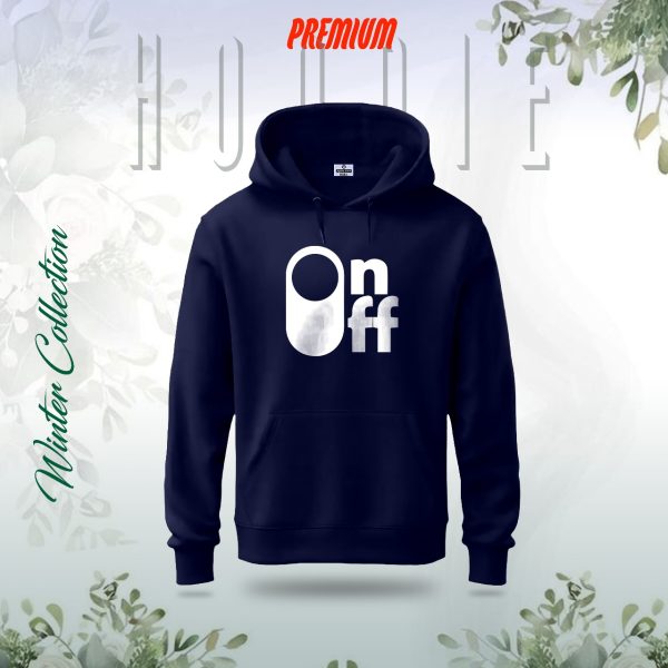 "on off" men's premium hoodie (nevi blue)