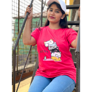 dtf printed ladies t shirt | half sleeve plain | regular fit ladies t shirt for women & girls |