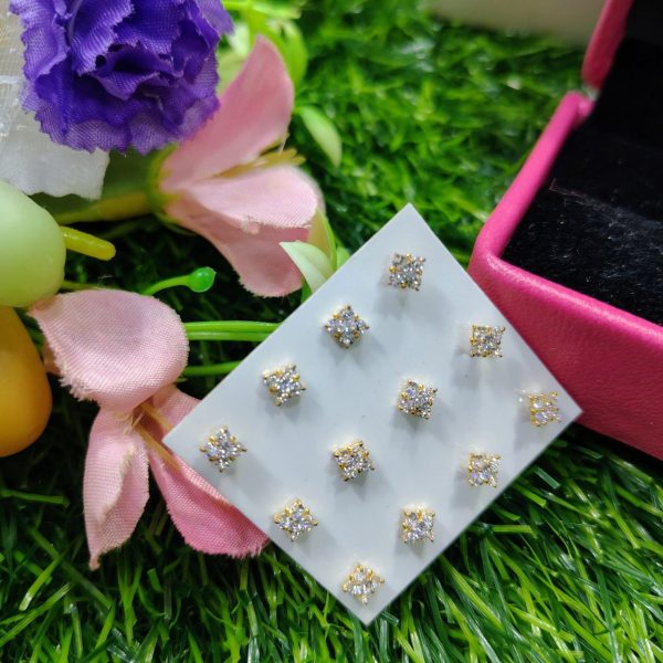 premium quality fashionable classic design imitation gold polish 5 stone nose pin for women