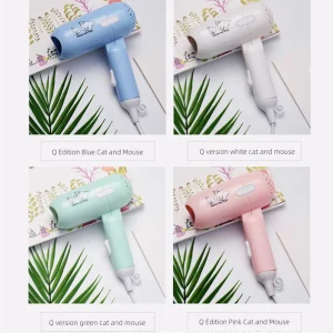 2024 cartoon fashion hair dryer for children/students/dormitories/travel portable foldable 2 speed home hair dryer