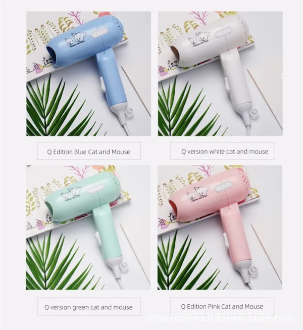 2024 cartoon fashion hair dryer for children/students/dormitories/travel portable foldable 2 speed home hair dryer