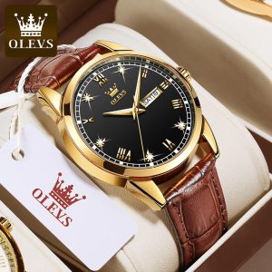 olevs 6896 luxury simple and modern watch (black)