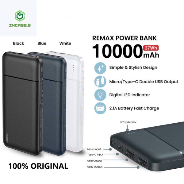 remax rpp 96 lango series dual usb ports 10000mah 2.4 power bank