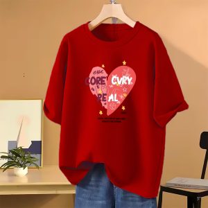 drop shoulder t shirt for women (red)