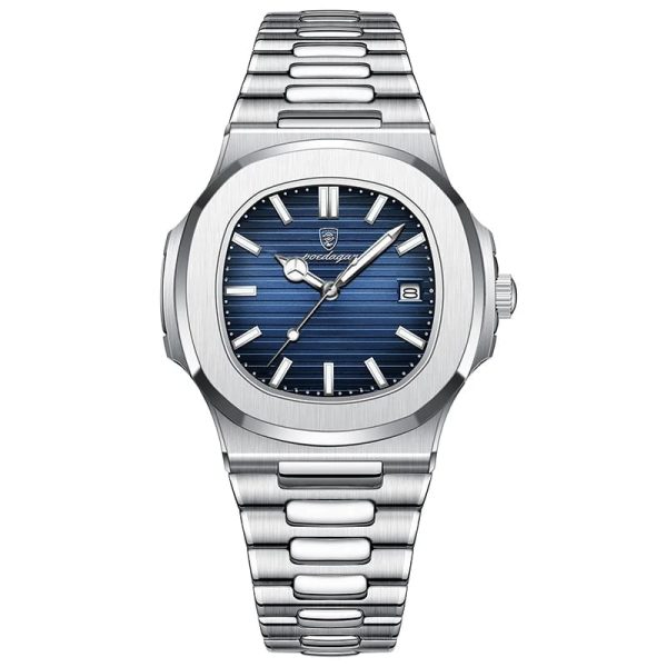 poedagar 613 luxury stainless steel strap watch (blue dial)
