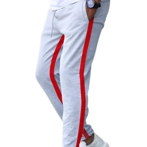 casual men's sweatpant trouser black + red