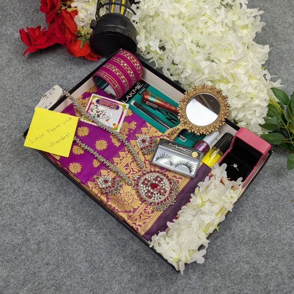 premium silk katan saree combo set purple