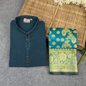 premium couple set (panjabi, katan saree)