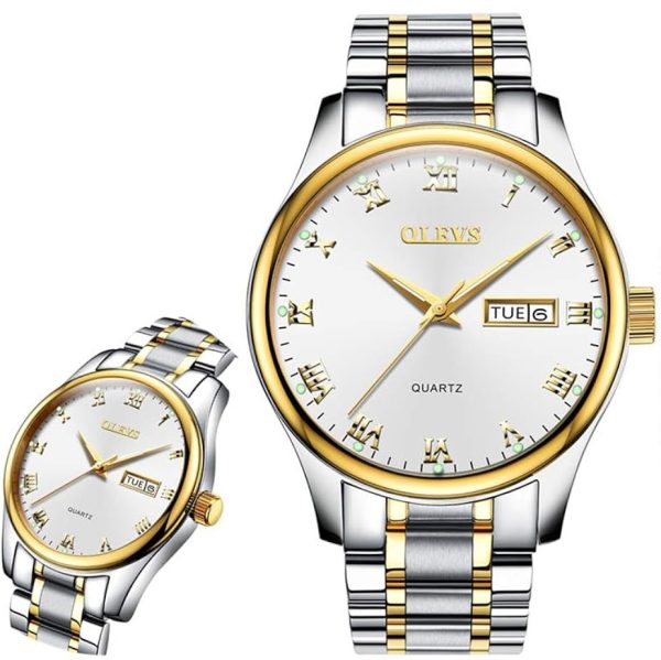 olevs luxury men’s quartz watch (white )