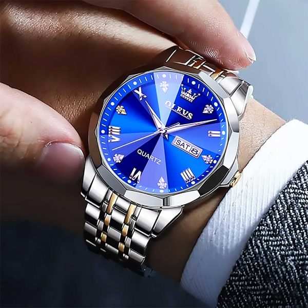 olevs 9931g new exclusive design quartz watch for men royal blue