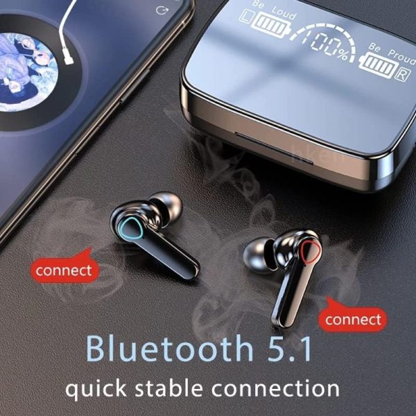 m19 pro earphone bluetooth wireless headphones with microphone low latency.