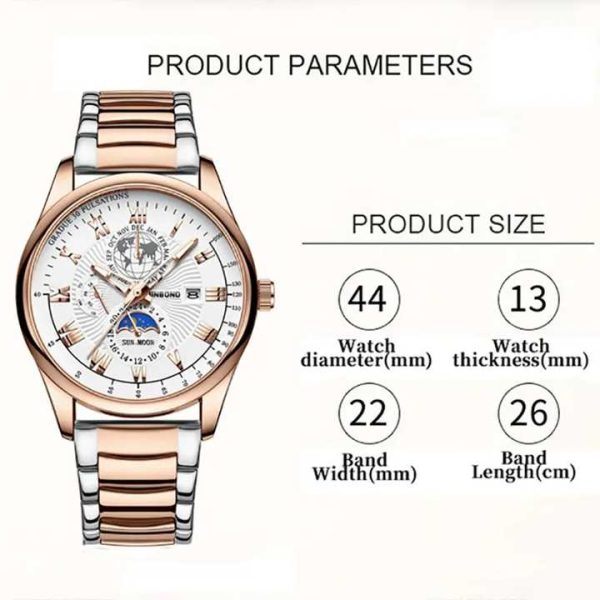 binbond b3982 new style silver men quartz watch authentic stainless steel band date display dials decoration watch