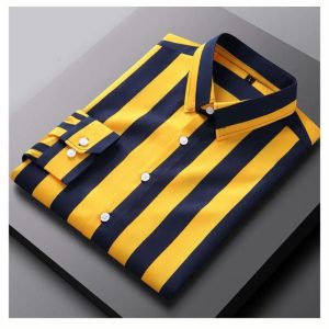 men's long sleeve stripe / print shirt