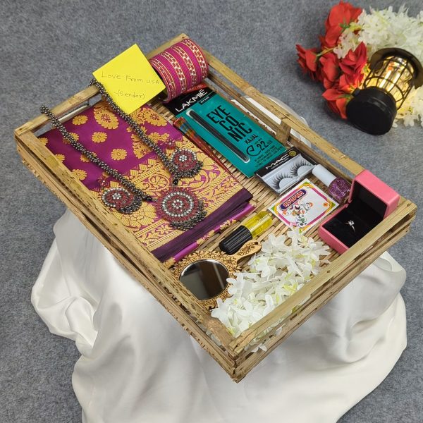 premium silk katan saree combo set purple