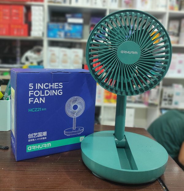 rechargeable 5 inches folding fan hcz21 green colour