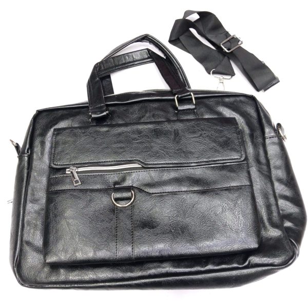 amsburg laptop leather bag(black)