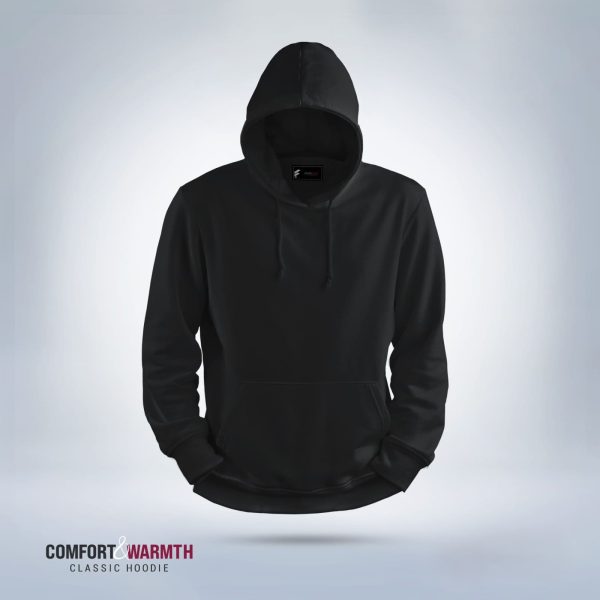 solid colour premium hoodie black