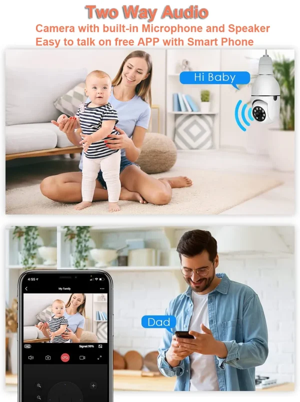 smart 360° rotated security camera hd 1080p with two way audio, motion tracking, and waterproof design