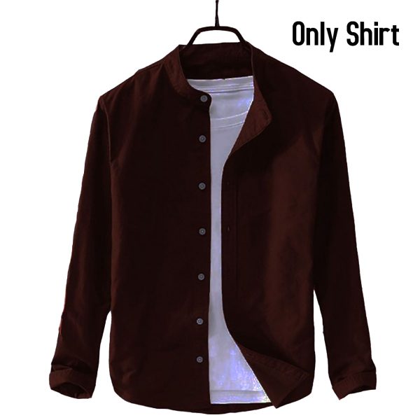 men's ban collar cotton shirt