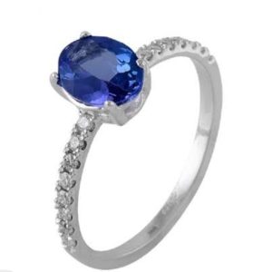 sapphire crystal ring – premium silver finish