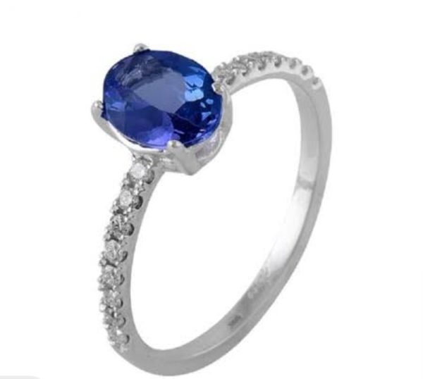 sapphire crystal ring – premium silver finish
