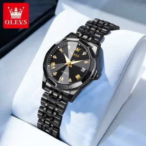 olevs watch for women branded stainless steel elegant luminous ladies watches 9931 black