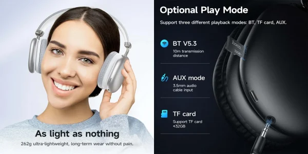 hoco w35 max wireless bluetooth headphones (45h)