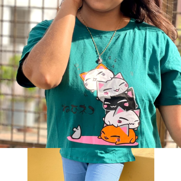 dtf printed ladies t shirt | half sleeve plain | regular fit ladies t shirt for women & girls |
