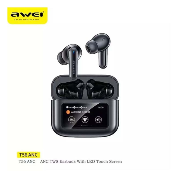 awei t56 anc earbuds with led touch display