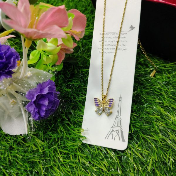 fantasy colorful acrylic butterfly pendant necklace for womens
