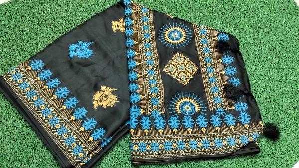 বোধুয়া বেনারশি প্রিন্ট শাড়ি কালো কালার