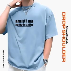 men's stylish drop shoulder sky blue