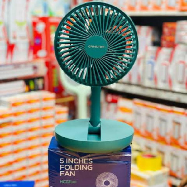 rechargeable 5 inches folding fan hcz21 green colour