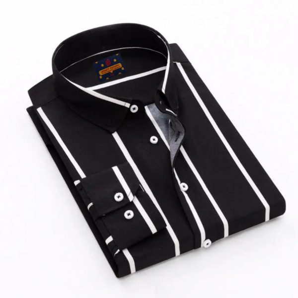 men's long sleeve stripe / print shirt