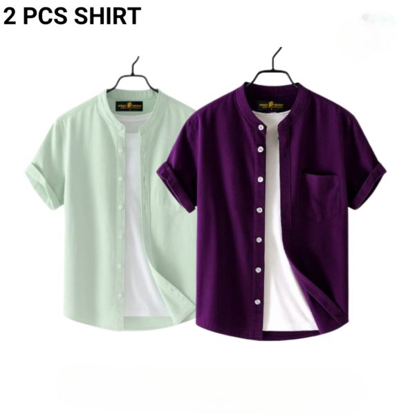 fashionable casual half sleeve shirt for men ( perple + mint)